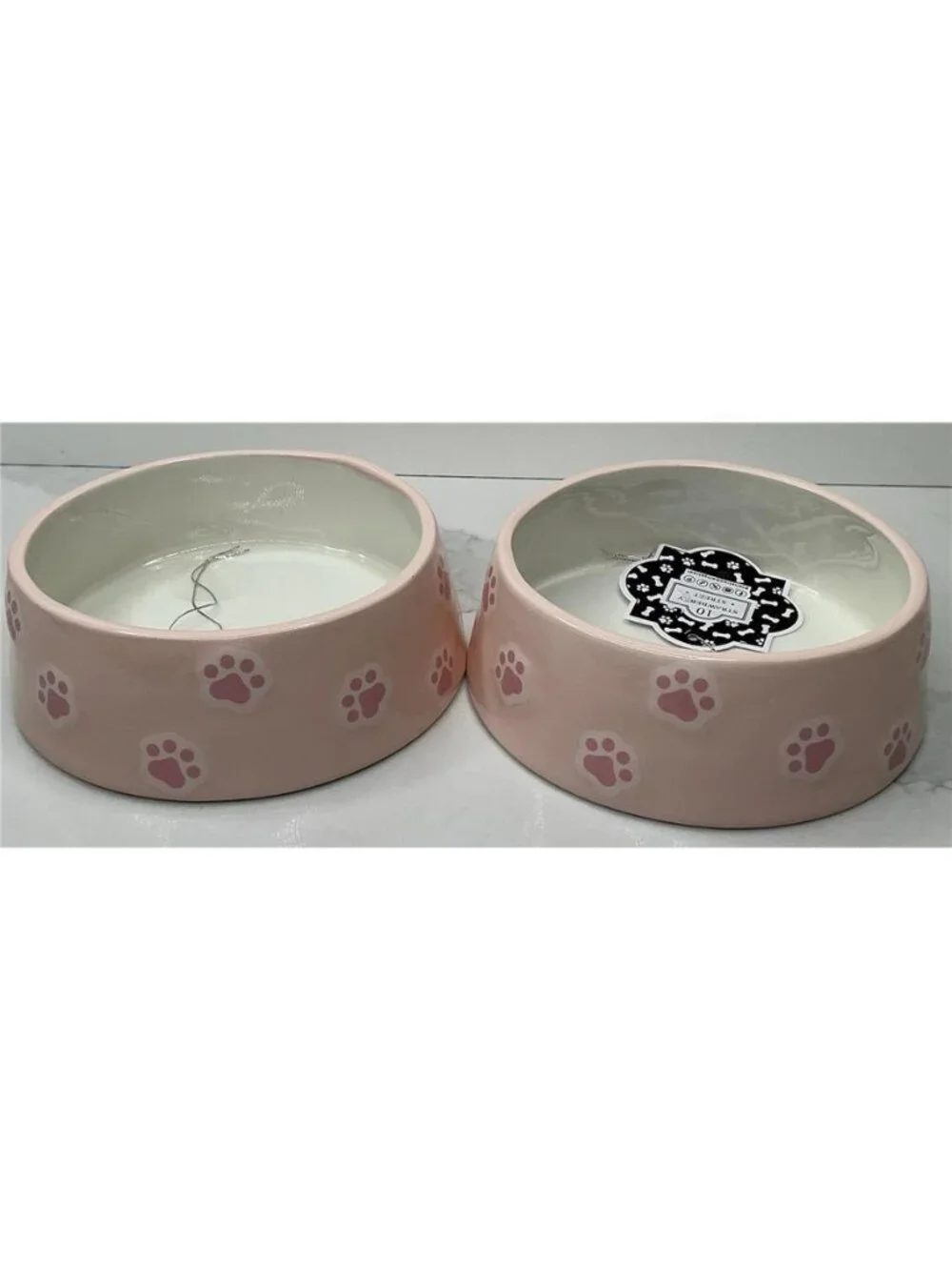 2 ~ 10 Strawberry Street Pet Bowl Pink Paw Small Ceramic New